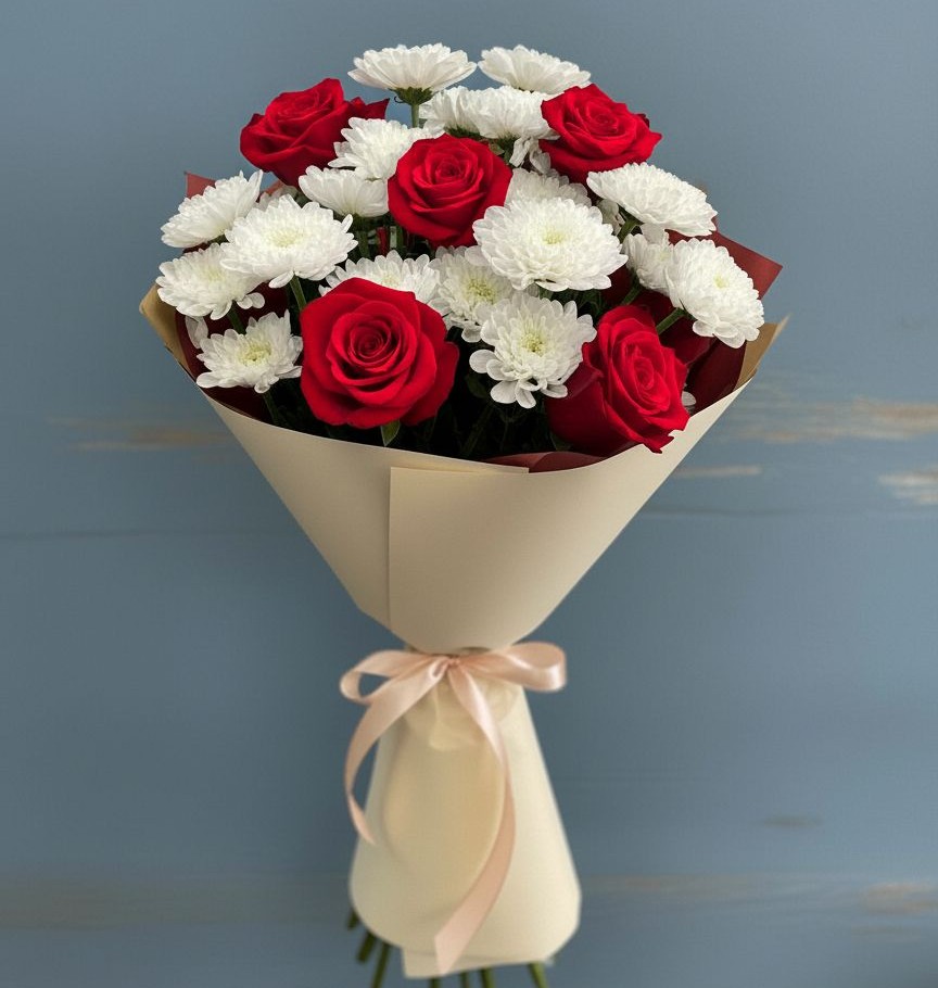 Букет цветов из: Розы и Хризантемы в Нижний Кисляй