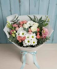 Букет цветов из:  Розы, Лизиантусы и Хризантемы #REPLACE_PRED# Нижний Кисляй