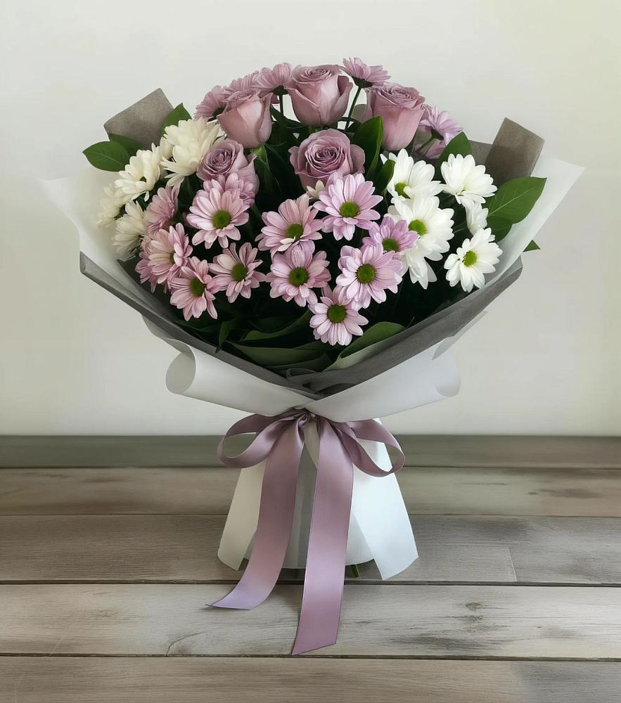 Букет цветов из: Хризантемы и Розы в Нижний Кисляй