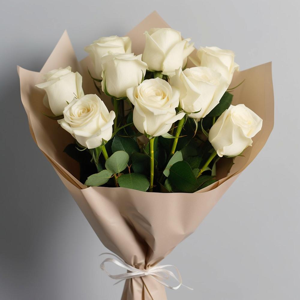 Букет 9 Белых роз Эдлесс Лав в Нижний Кисляй