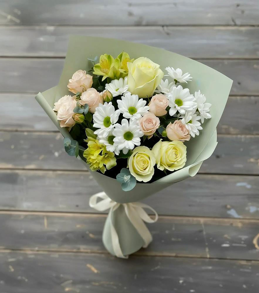 Букет цветов из: Альстромерии, Розы и Хризантемы в Нижний Кисляй