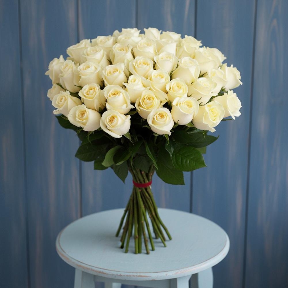 Букет 51 Белая роза Эдлесс Лав в Нижний Кисляй