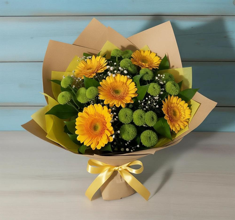Букет цветов из: Герберы и Хризантемы в Нижний Кисляй