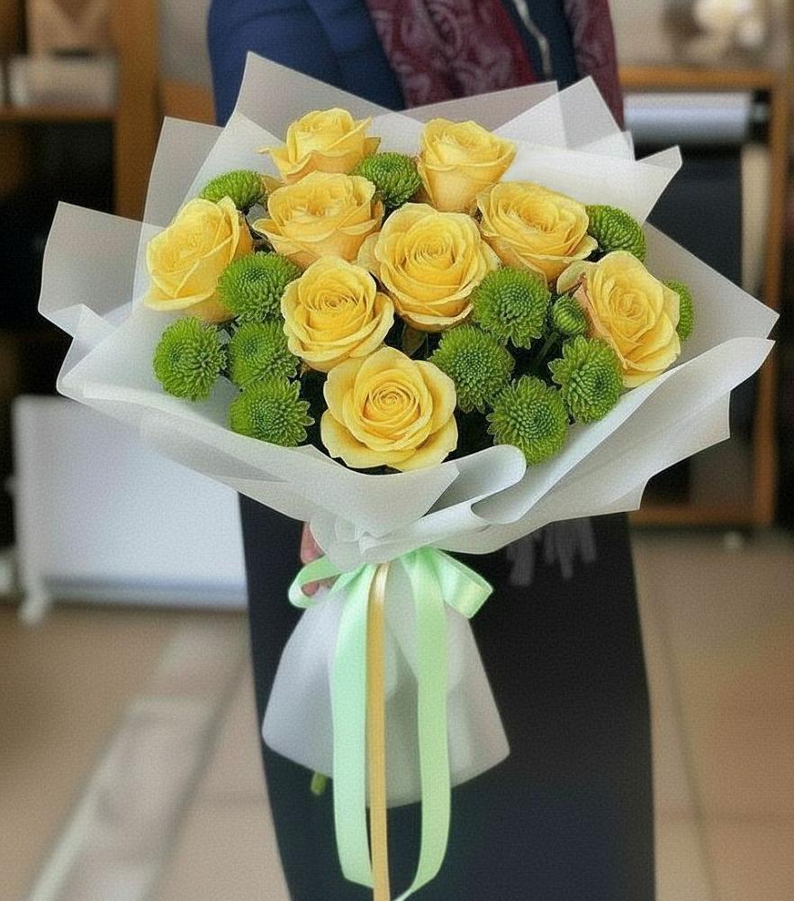 Букет цветов из: Хризантемы и Розы в Нижний Кисляй