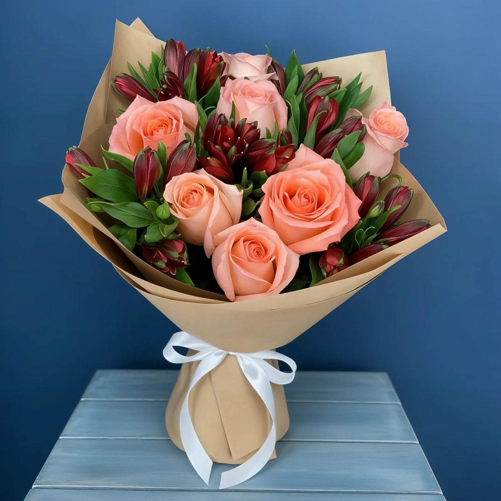 Букет цветов из: Розы и Альстромерии в Нижний Кисляй