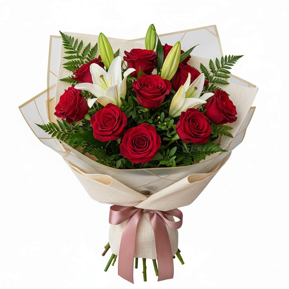 Букет цветов из: Лилии и Розы в Нижний Кисляй