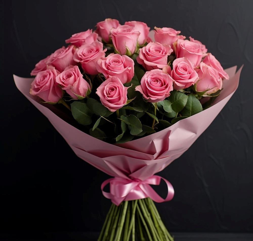 Букет 25 розовых роз в Нижний Кисляй