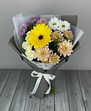 Букет цветов из:  Розы, Герберы и Хризантемы в Нижний Кисляй