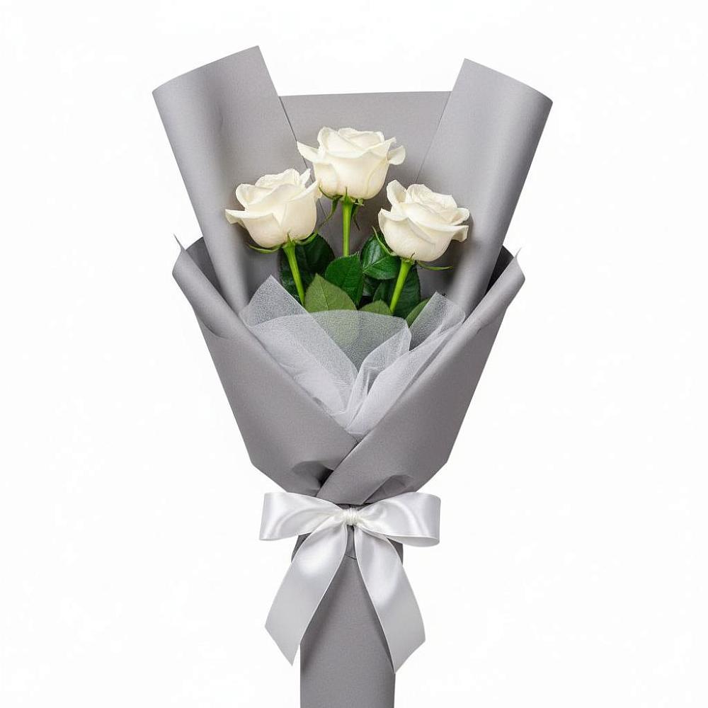 Букет 3 белые розы в Нижний Кисляй