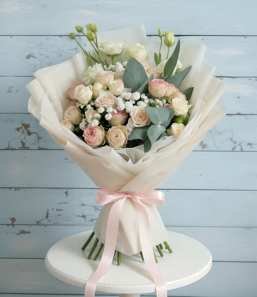 Букет цветов из: Розы и Лизиантусы в Нижний Кисляй