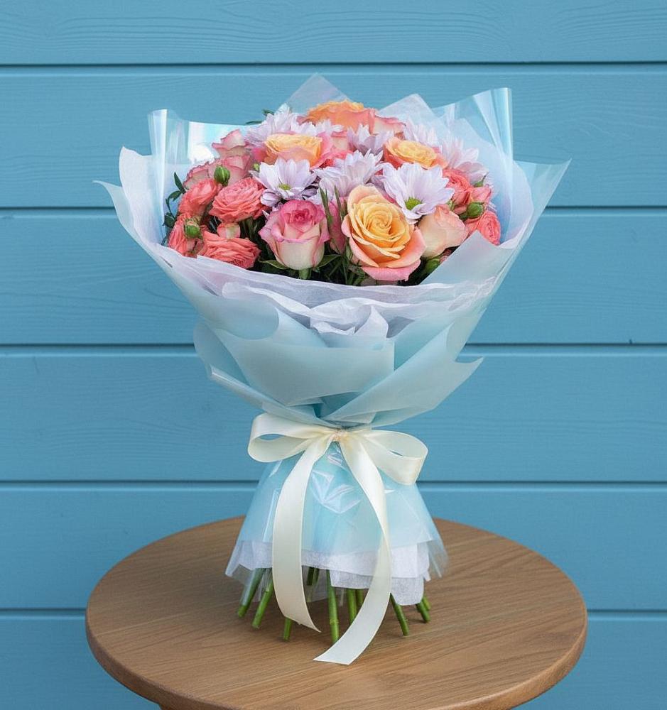 Букет цветов из: Хризантемы и Розы в Нижний Кисляй