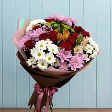 Букет цветов из:  Розы, Хризантемы и Альстромерии в Нижний Кисляй
