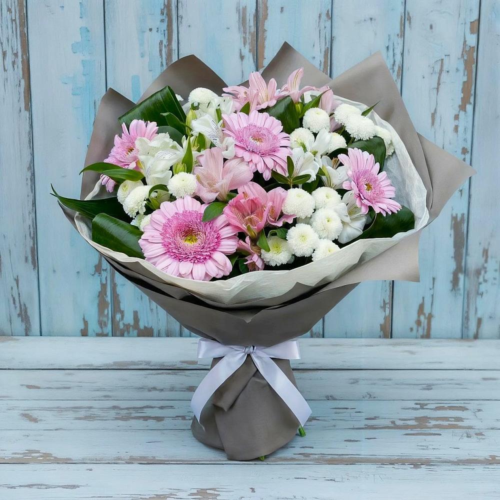 Букет цветов из: Герберы, Альстромерии и Хризантемы в Нижний Кисляй