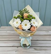 Букет цветов из:  Герберы, Розы и Хризантемы в Нижний Кисляй