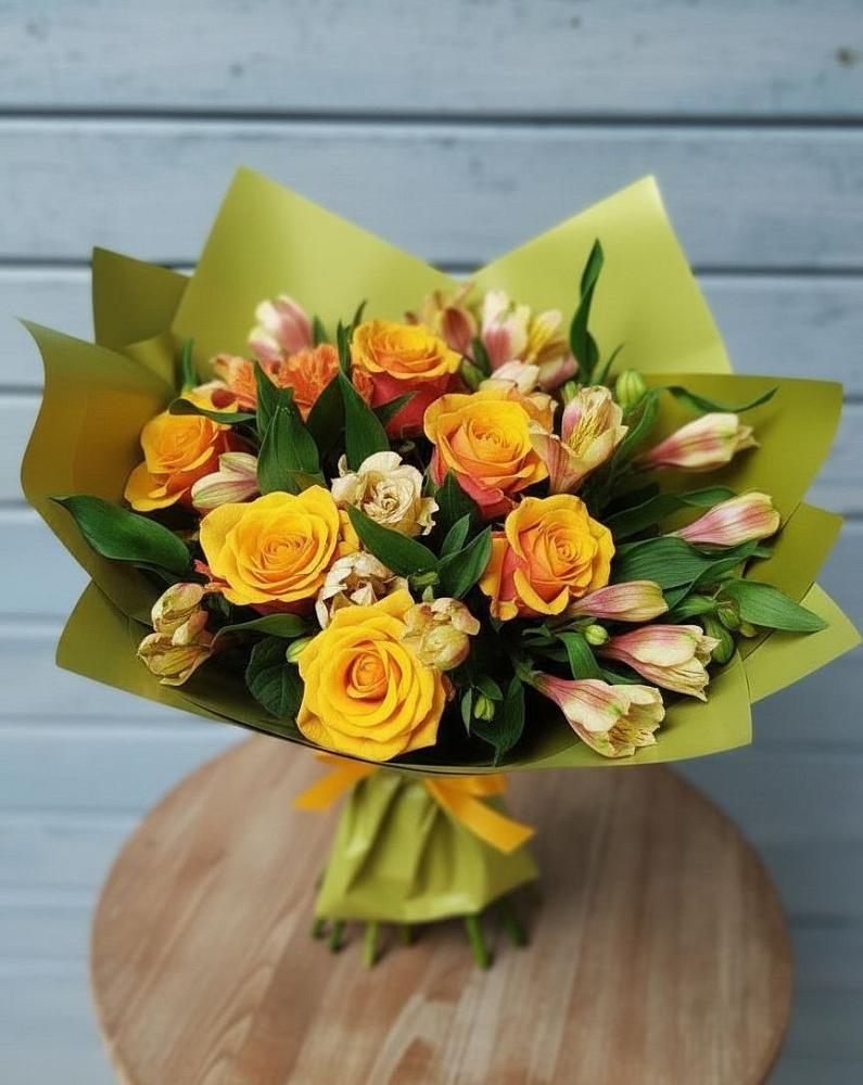 Букет цветов из: Альстромерии и Розы в Нижний Кисляй